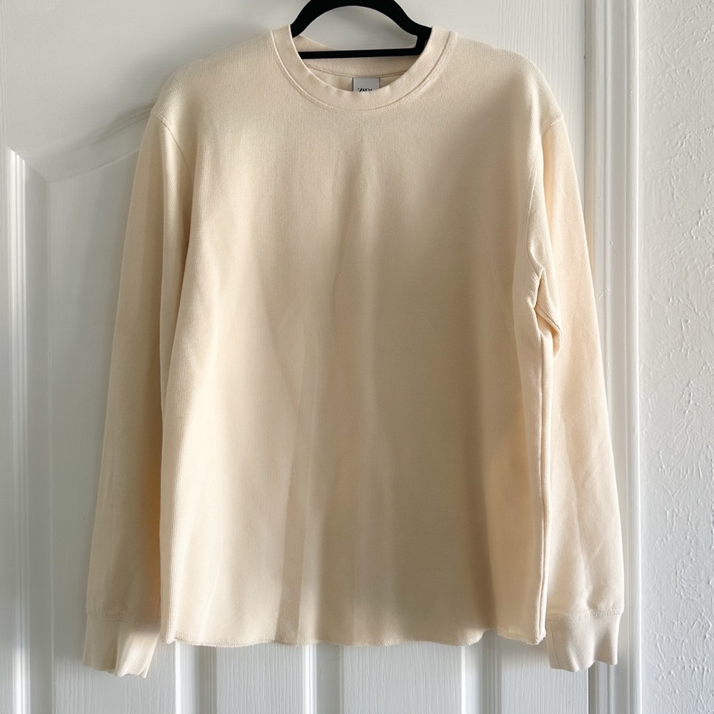ZARA Cream Men’s Long Sleeve Shirt Size Medium